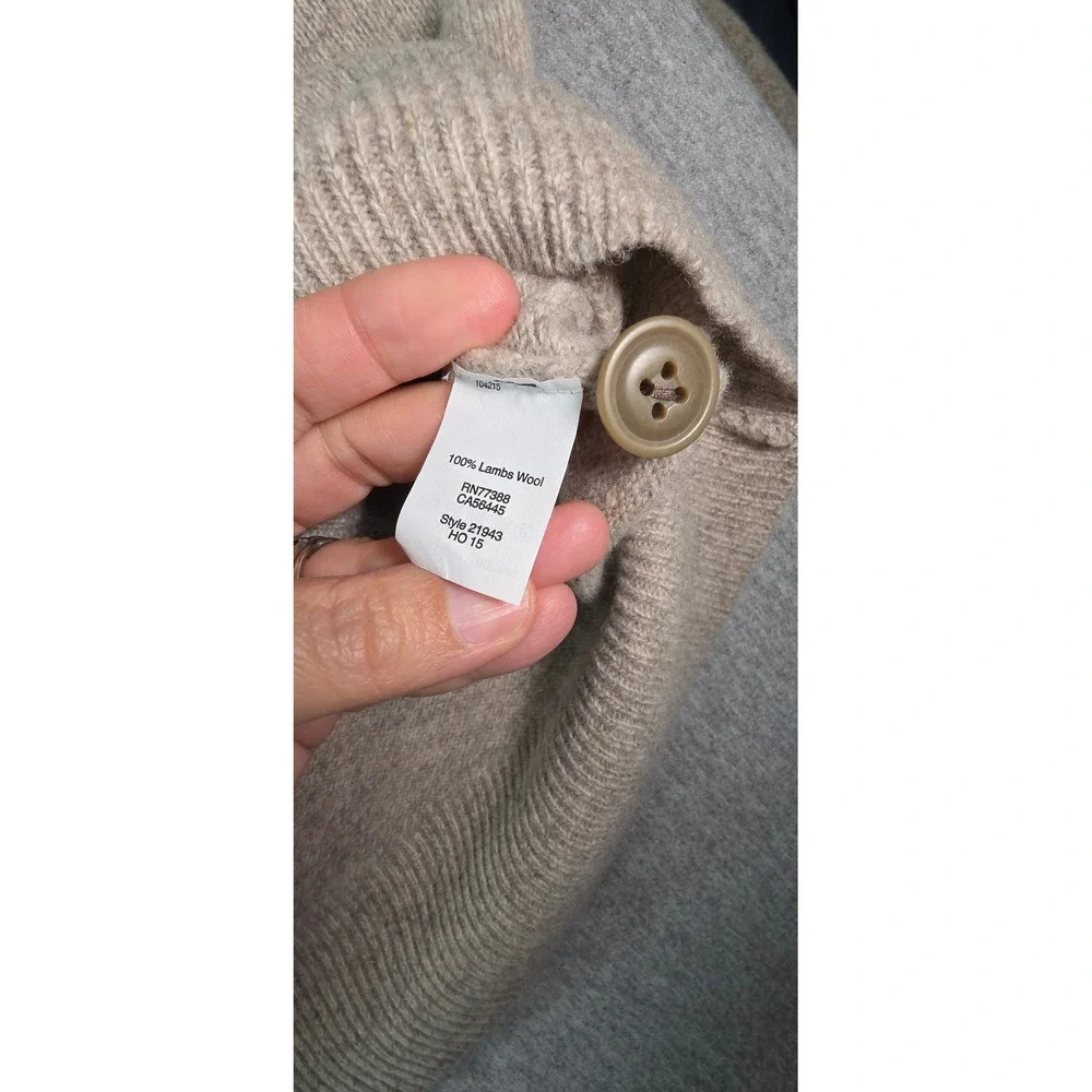 J. Crew Mens 100% Lambswool Shawl Collar Sweater Beige Heather 21943 L
